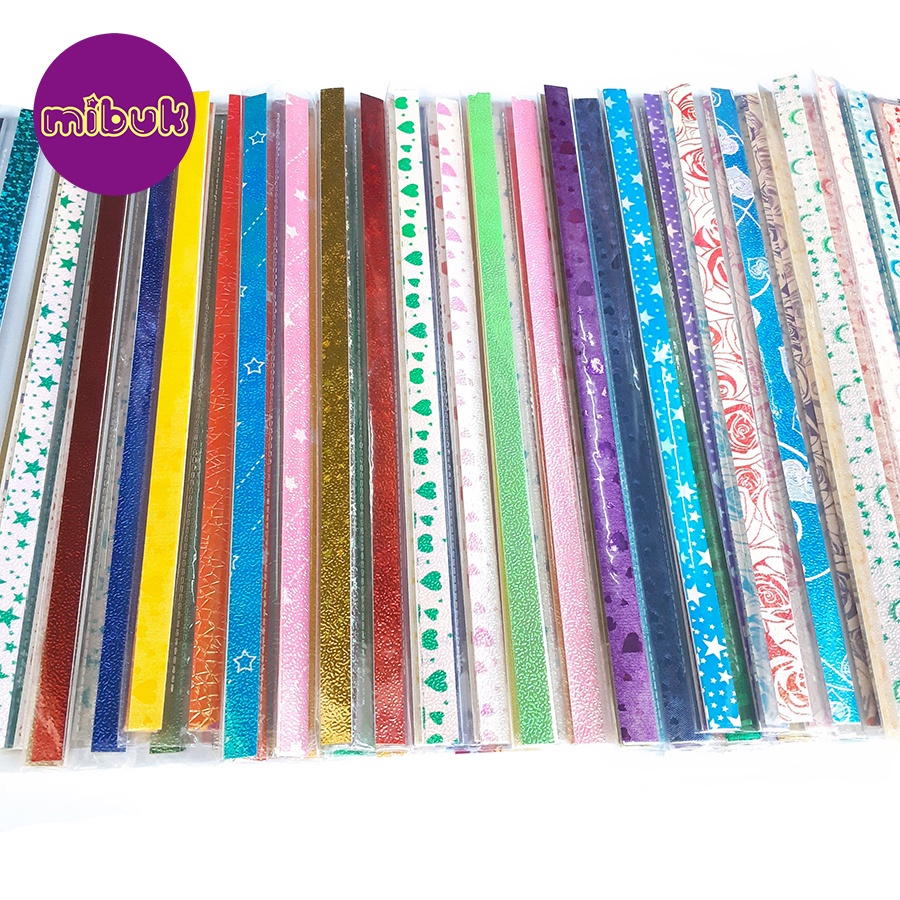 Giấy gấp sao set 10 cuộn 500 tờ ngẫu nhiên màu/họa tiết/xà cừ/lấp lánh