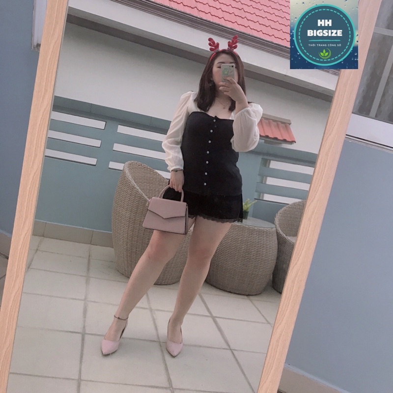 ÁO THUN GÂN BIGSIZE TAY DÀI PHỐI TƠ PHOM ĐẸP