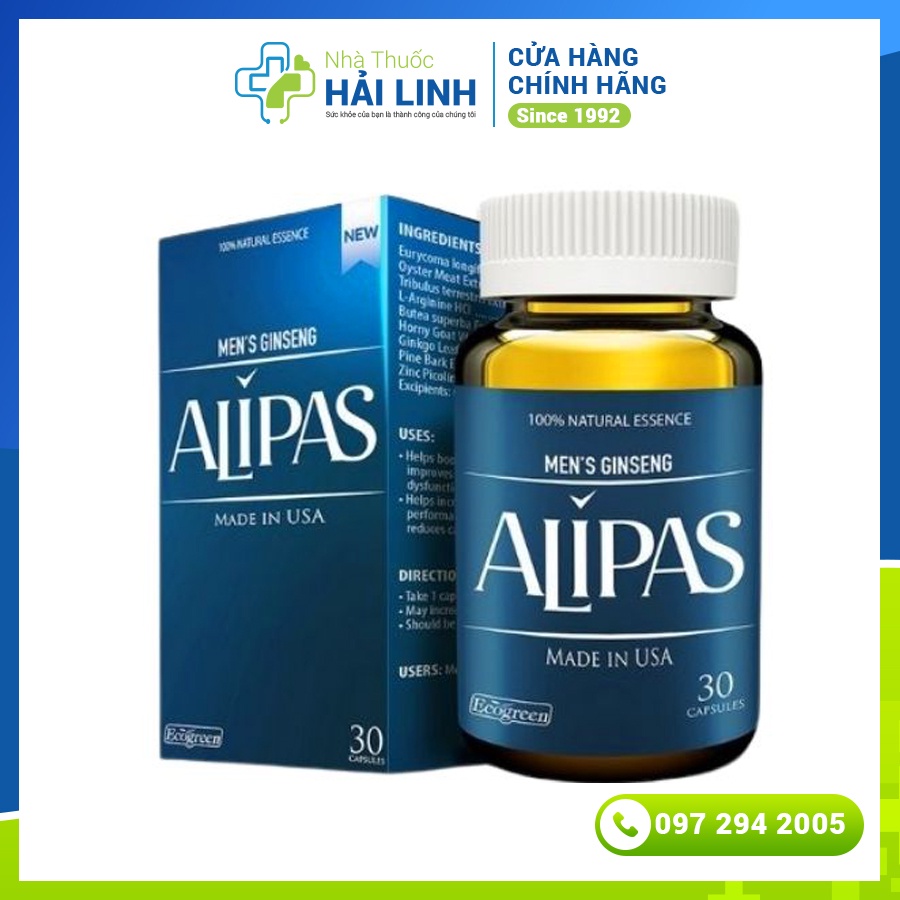 (CHÍNH HÃNG) (Mua 4 tặng 1) Sâm Alipas platinum viên uống tăng cường sinh lý nam
