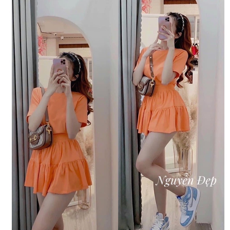 Set áo thun nữ với chân váy xòe đáng yêu cho nàng