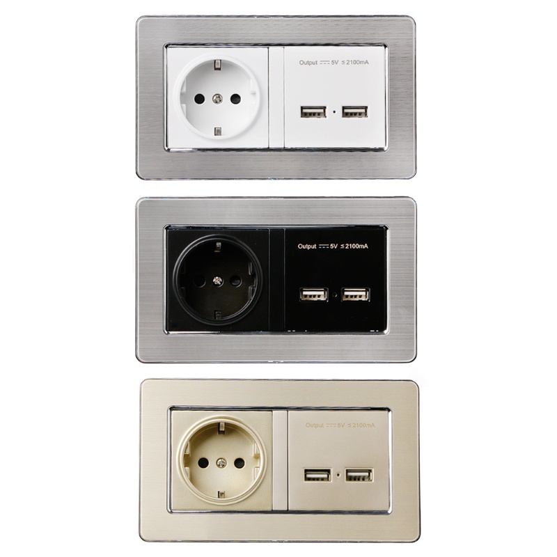 Ổ Cắm Điện EU Hai Cổng USB 5V 2.1A