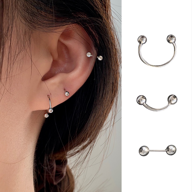 We Flower Đôi bông tai mạ bạc 925 dạng kẹp hình tròn nhỏ thời trang unisex