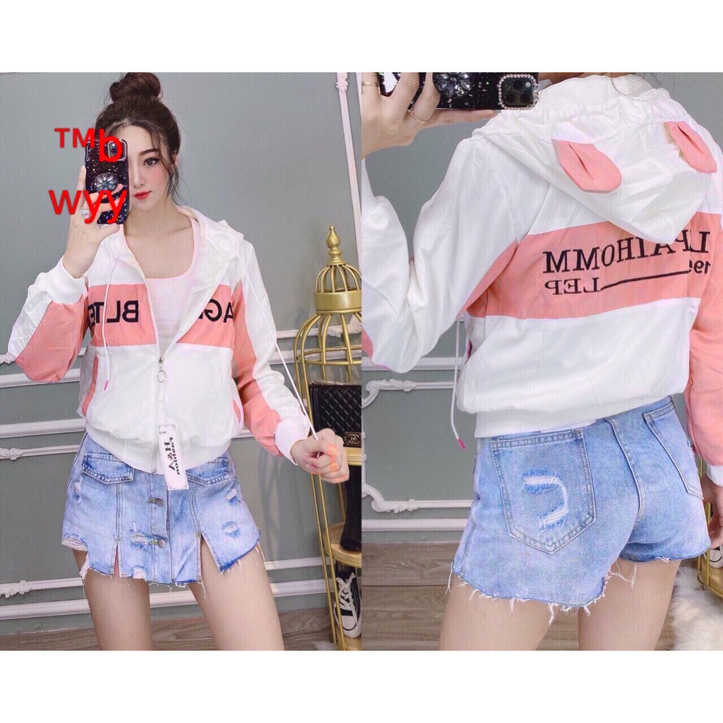 Áo khoác dù 2 lớp, nam nữ mang được, in chữ họa tiết nối thân sau lưng, áo chống nắng phom 5kg | BigBuy360 - bigbuy360.vn