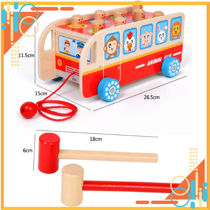 Đập chuột chũi 2 búa hình xe bus