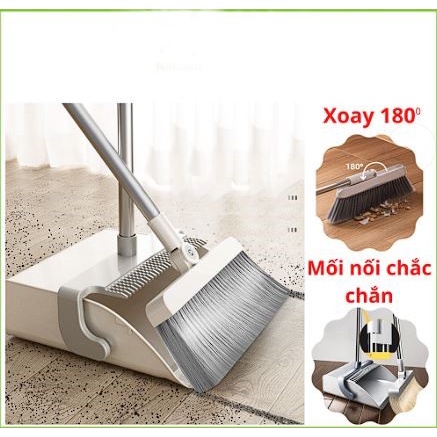 Chổi nhựa quét nhà thông minh kèm hót rác cán dài gấp gọn tiện dụng