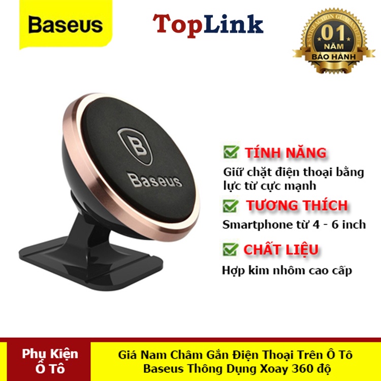 Giá Nam Châm Gắn Điện Thoại Trên Ô Tô Baseus - Giá Đỡ Điện Thoại Thông Dụng Có GPS Trên Xe Hơi Xoay 360 độ - TopLink