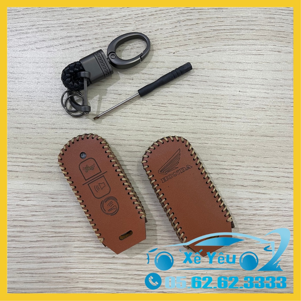 BAO DA chìa khóa Smartkey Honda - kèm móc khóa hợp kim, da bò thật, đẹp và thời trang.