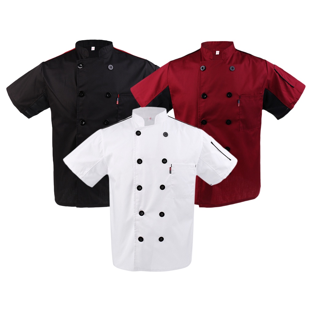 [Lovoski] Áo Đồng Phục Đầu Bếp Tay Ngắn Màu Trắng Mùa Hè Mới Cho Nam