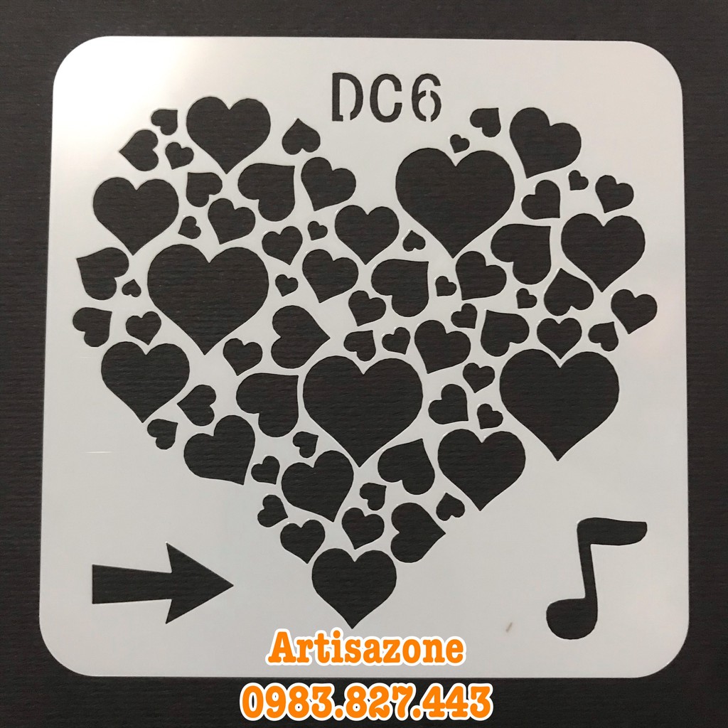 Pet Stencil - Khuôn hình trái tim trang trí - Kích thước 13cm - 01 tấm