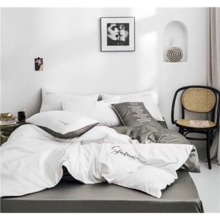 Bộ chăn ga gối lụa tencel sumoi trắng phối