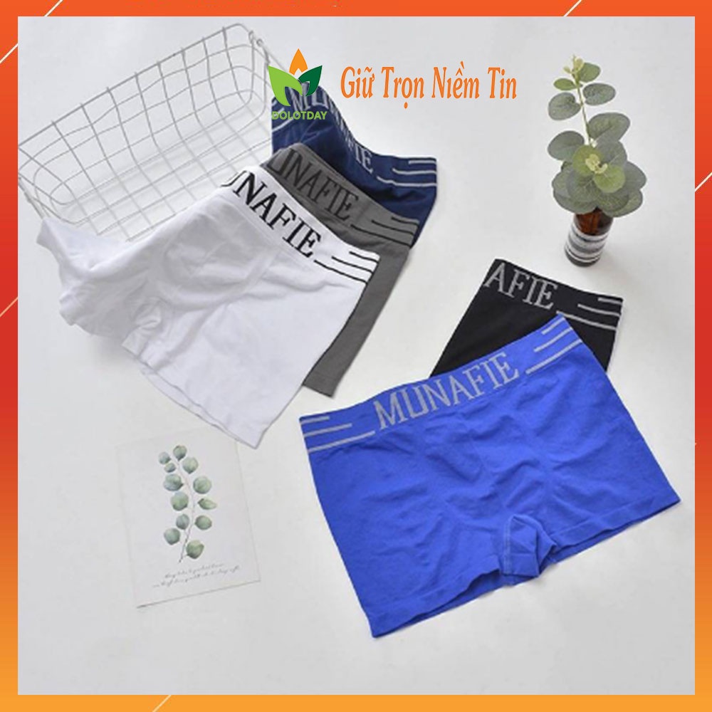 COMBO 3 Quần Sịp Nam Đùi Cotton, Quần Lót Nam Munafie Dệt Kim Co Giãn 4 Chiều Đóng Túi Zip Sang Trọng LOTNAM11