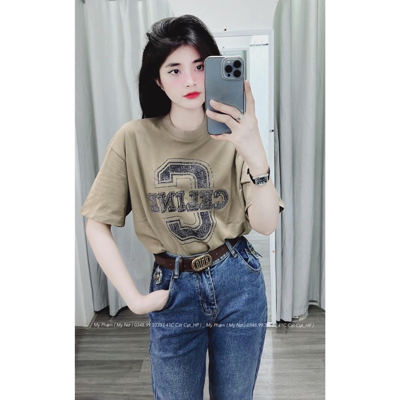 BÁN SỈ ÁO PULL CHỮ CELIN MÀU TRẮNG XANH CHO NỮ