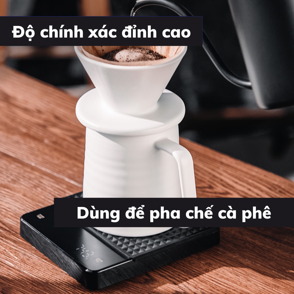 Cân điện tử pha chế cà phê nguyên chất cao cấp sang trọng cân tiểu ly mini độ chính xác cao tặng cáp sạc type C