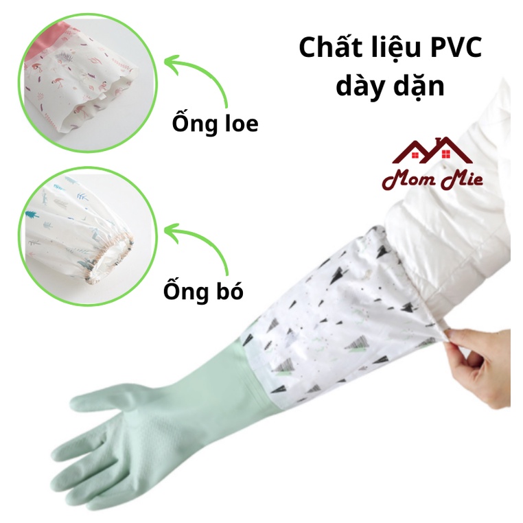 Găng tay rửa chén, làm bếp nhựa PVC ống tay dài - J120