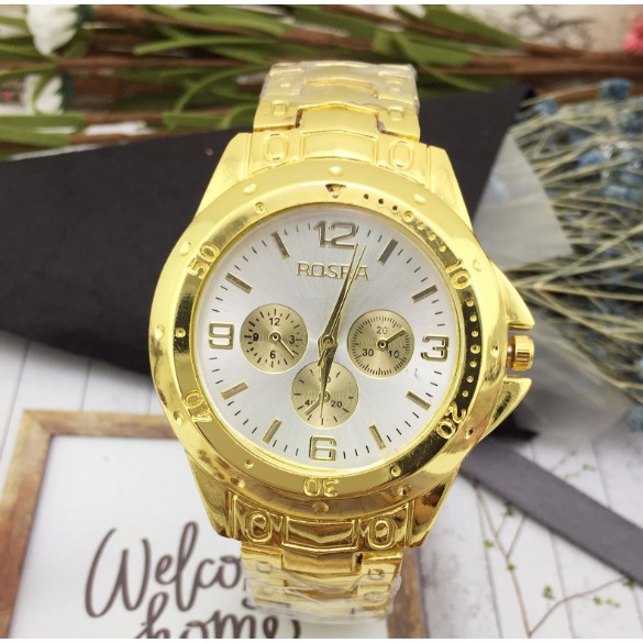 ĐỒNG HỒ CẶP ĐÔI NAM NỮ ROSRA NEW ARRIVAL VÀNG MẶT TRẮNG D307B CỰC ĐẸP | BigBuy360 - bigbuy360.vn