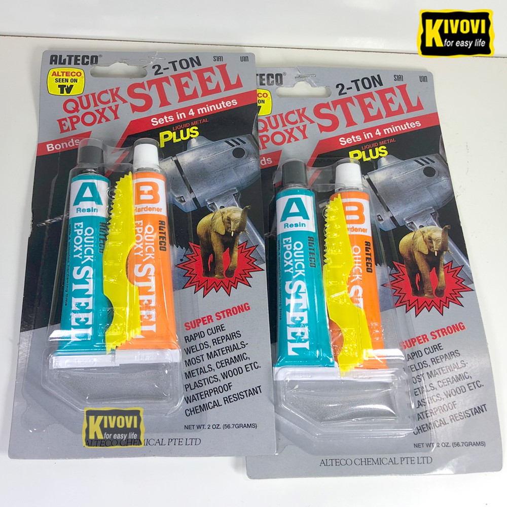 Keo AB 2 Thành Phần Thái Lan LOẠI LỚN Quick Epoxy Steel Alteco 56.7G - Keo Dán Đa Năng Chịu Nhiệt,Dán Nhựa, Đá,..-Kivovi