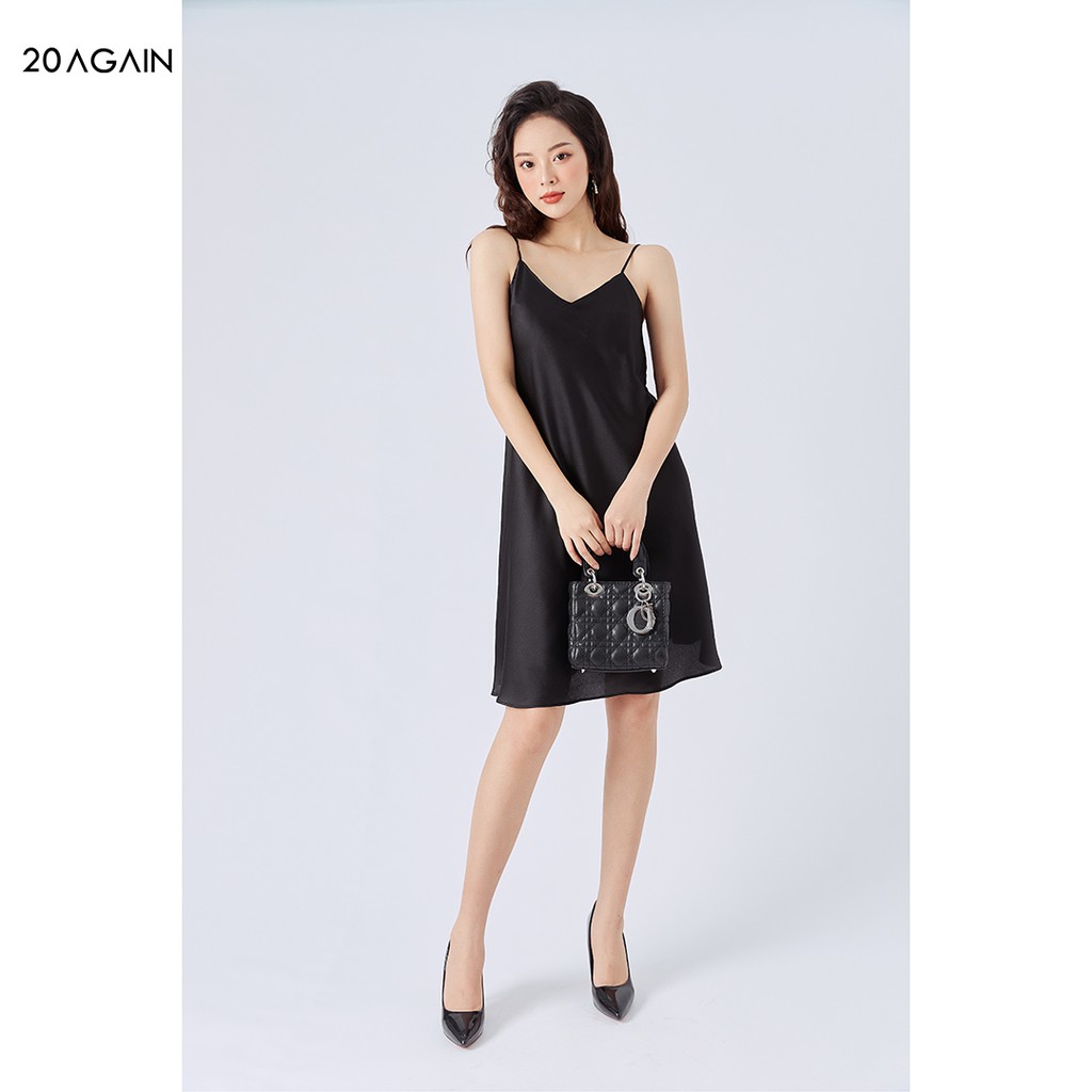 Váy ngủ 2 dây dáng suông 20AGAIN, thiết kế sexy, chất liệu lụa mềm mại thoáng mát, 3 màu đủ size NDA2061