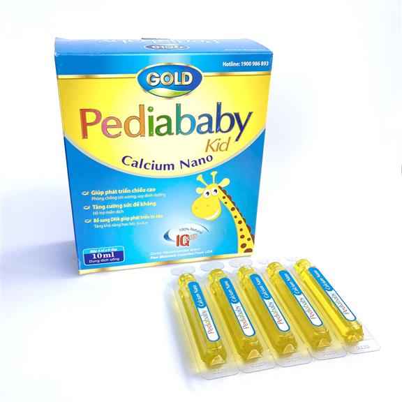 Siro ống uống Pediababy Kid Calcium Nano tăng chiều cao cho trẻ - hộp 20 ống