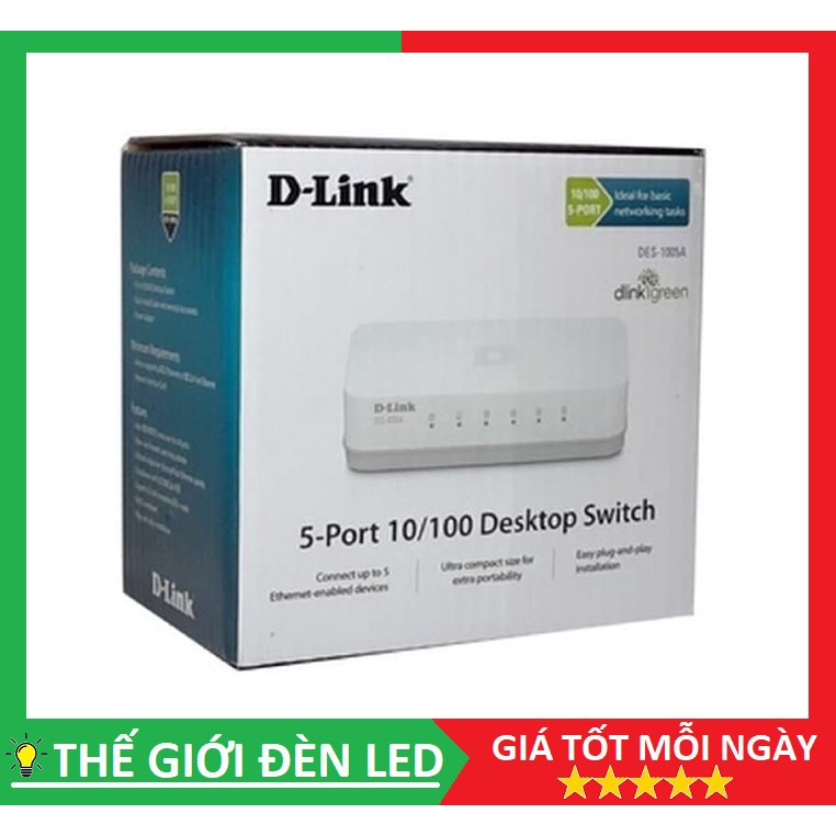 Bộ Chia Tín Hiệu Để Bàn 5 cổng D LINK, Tốc độ cao 10/100Mbps TL-SF1005D hàng chính hãng.