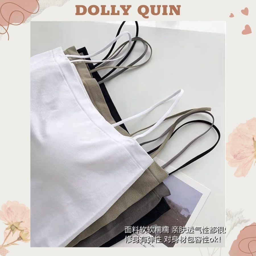 Áo hai dây cotton nữ có đệm mút ngực siêu co giãn chất thun mát ôm body 4 màu thời trang cá tính A008 Dolly Quin