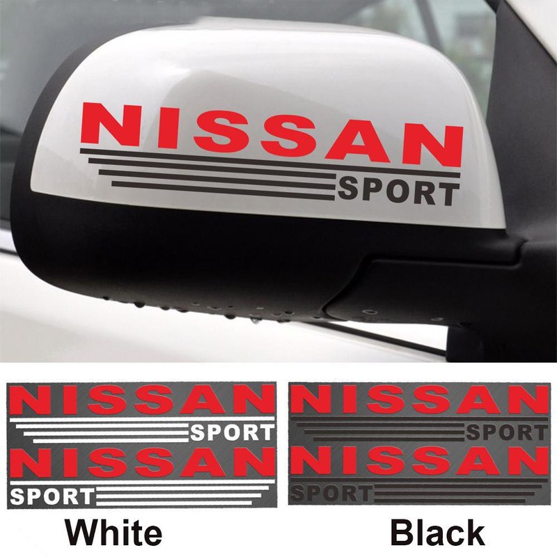 Tem dán gương chiếu hậu ô tô NISSAN (Đỏ Đen)