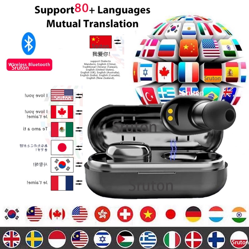 Tai Nghe Chuyển Đổi Âm Thanh Thông Minh Không Dây Bluetooth 80 Ngôn Ngữ Ngay Lập Tức 80