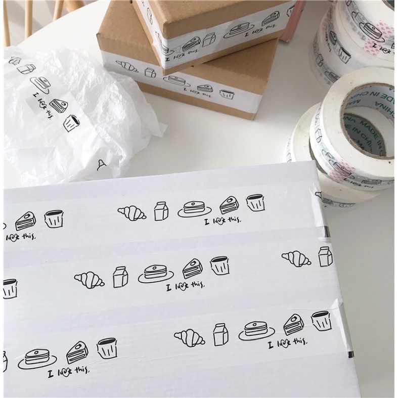 Băng Keo Dính Gói Hàng, Cuộn 500 Stickers Hoạ Tiết Hoạt Hình Dễ Thương