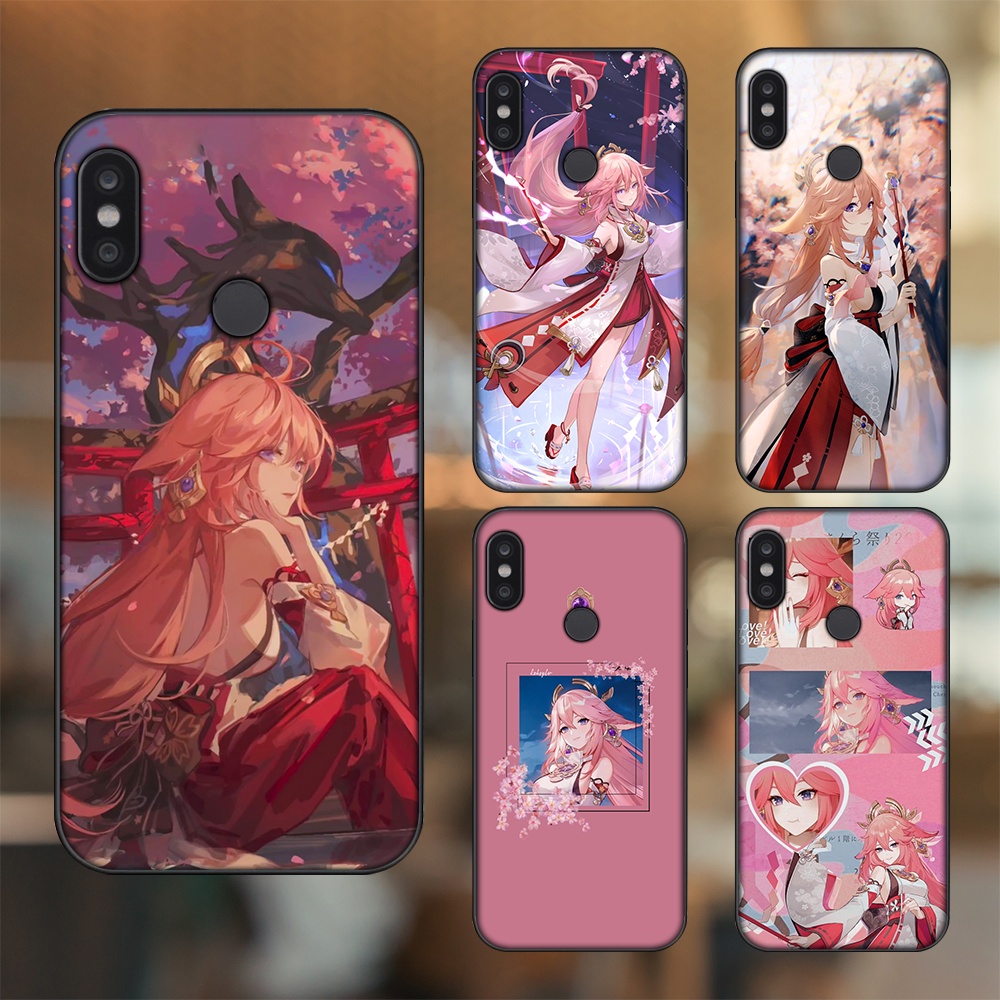 Ốp lưng Xiaomi Redmi Note 5, Note 5 Pro viền đen in hình Yae Miko Genshin Impact