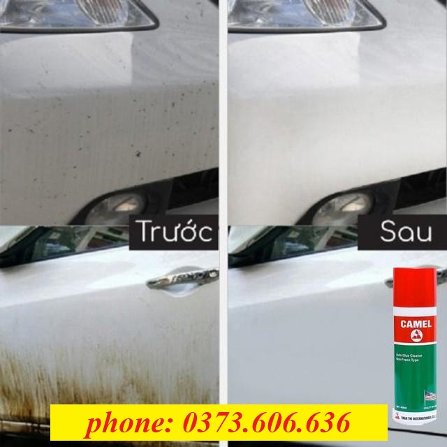 Tẩy Keo Camel Chai Xịt Tẩy Keo Băng Dính Nhựa Đường Đa Năng ô tô , xe máy 450ml