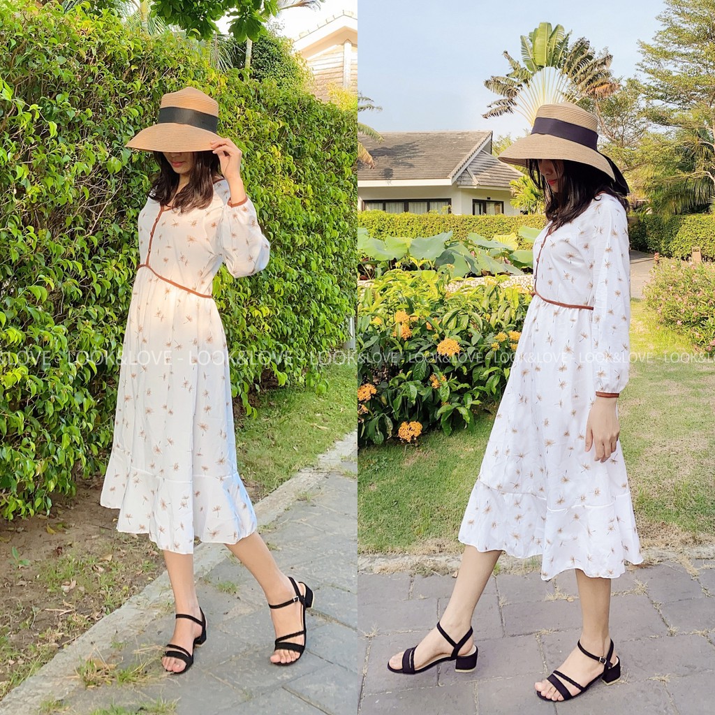 [Ảnh Thật] Váy Hoa Nhí Dáng Suông Dài Họa Tiết Bồ Công Anh Siêu Vintage, Mã L003 | BigBuy360 - bigbuy360.vn