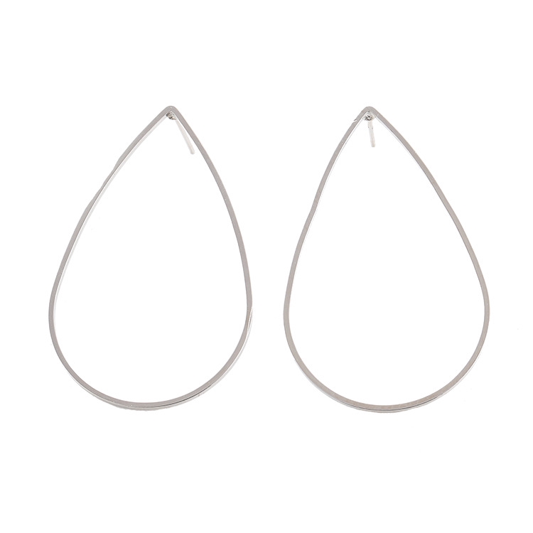 DDFI - Korea Anting Metal Advanced Oval Drop Shape Cool Style Silver/ Gold Earrings A5A05