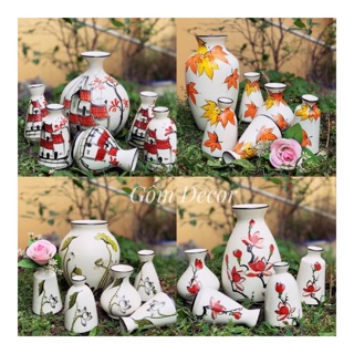 Bộ 3 Lọ Hoa Mini - 9 Mẫu - Gốm Sứ Bát Tràng - Bình Hoa Trang Trí Decor