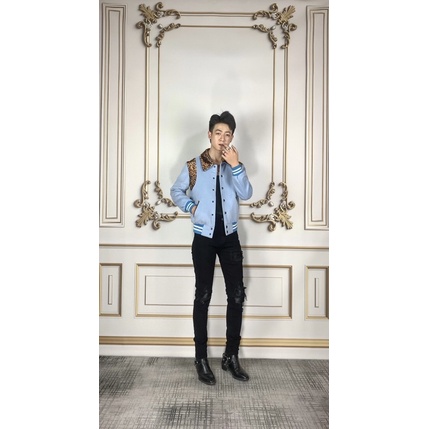 MẪU QUẦN BIKER JEANS ĐEN gối pha da 1/2