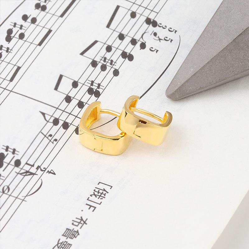 Bông Tai Hình Vuông Màu Vàng / Bạc Phong Cách Hàn Quốc Thời Trang Cho Nữ