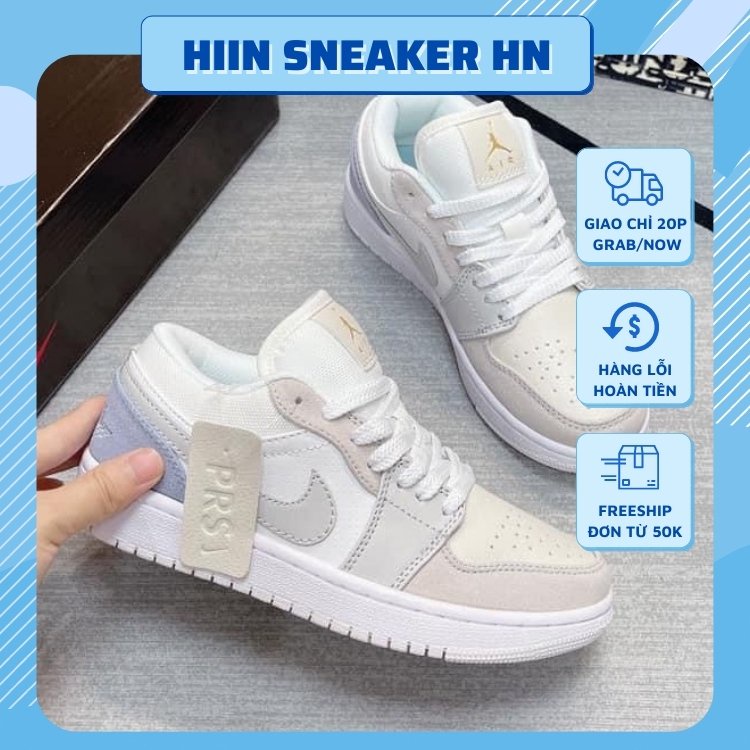 Giày 𝐉𝐨𝐫𝐝𝐚𝐧 1 low paris màu xám xanh nam nữ, Giày sneaker JD 1 paris cổ thấp bản đẹp Full Box Bill