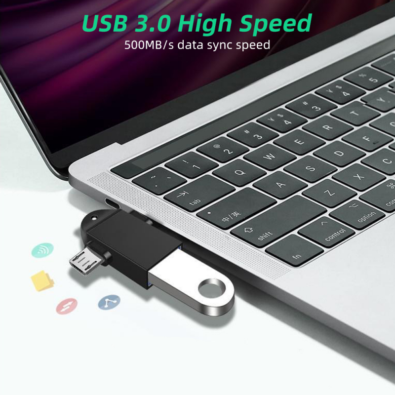 Bộ Chuyển Đổi OTG Fonken Hỗ Trợ Chức Năng OTG  Cổng USB 3.0 Type C Micro USB 2 Trong 1 Đa Năng
