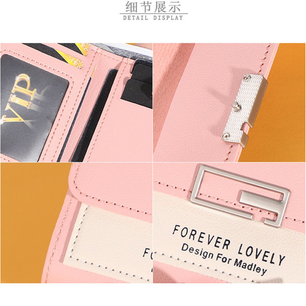 Ví Da Pu Mini Dạng Gập Ba In Chữ Nhiều Màu Thời Trang Cho Nữ