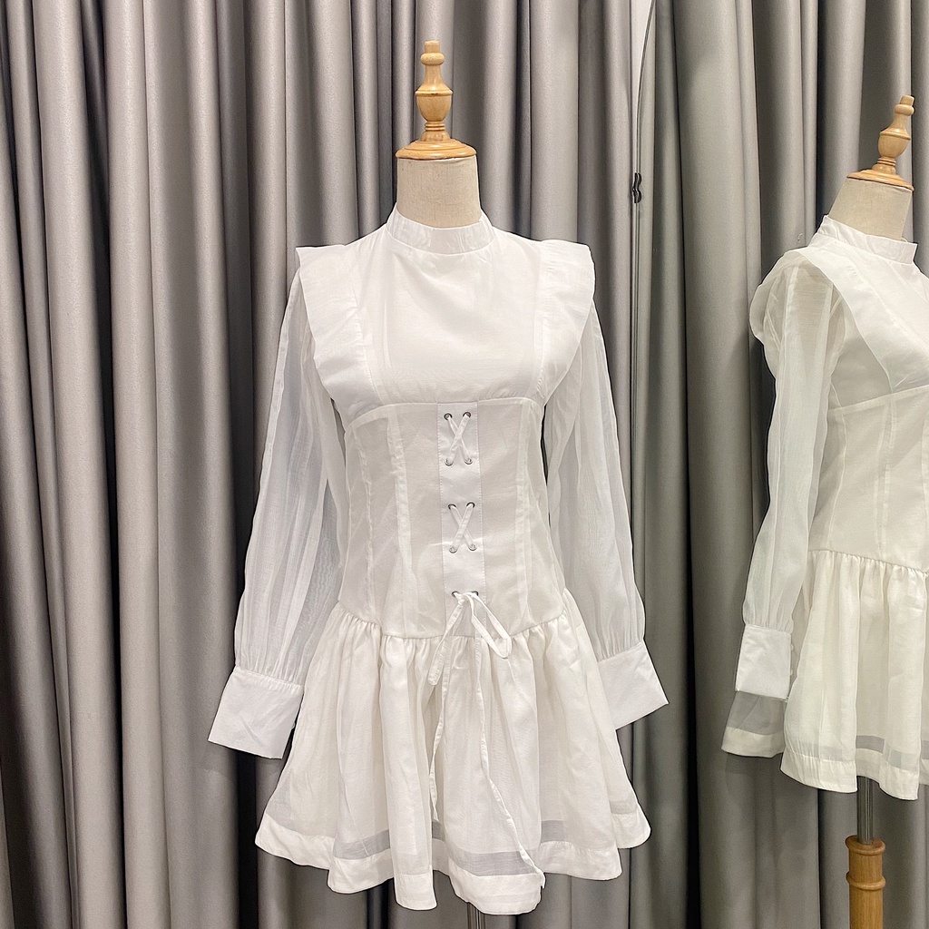 ĐẦM TRẮNG TAY BỒNG ÔM EO HIỆN ĐẠI - JOYCE DRESS