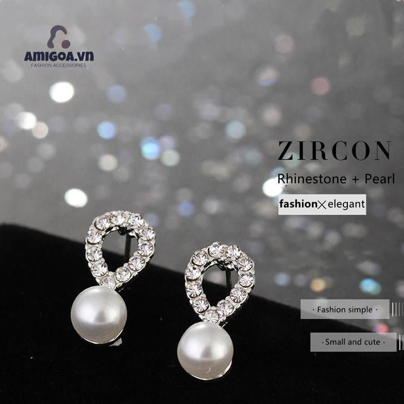 Khuyên Tai Đính Đá Kim Cương Nhân Tạo Lấp Lánh