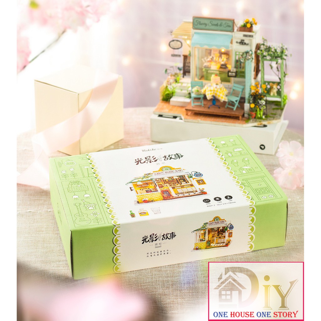 [Bản tiếng Anh]Mô hình nhà búp bê tự lắp ráp bằng gỗ Dollhouse DIY LEISURE TIME - Robotime (Kèm keo + nhíp) - Quà tặng)