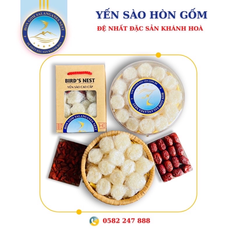 Yến Sào Tinh Chế Viên Baby - Yến Sào Hòn Gốm Chính Hiệu Khánh Hoà - H G SALANGANES NEST - Hộp 50/100g