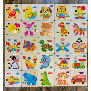 Bộ 10 tranh ghép gỗ hình con vật cho bé