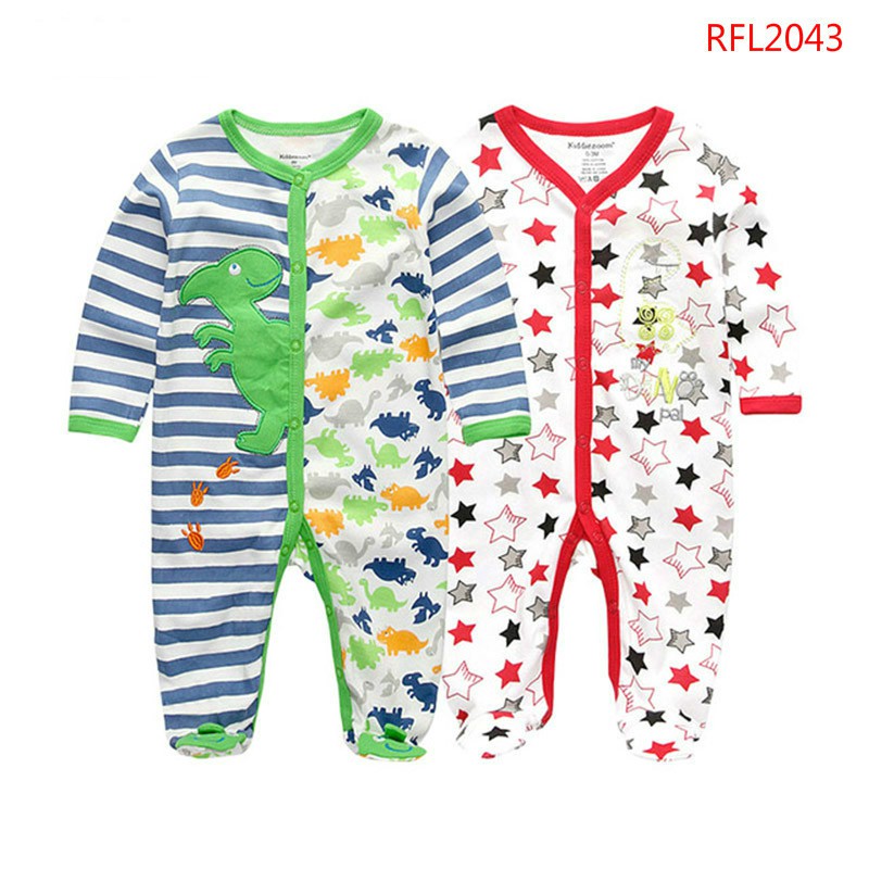 Set 2 áo liền quần tay dài từ cotton thời trang dành cho bé trai