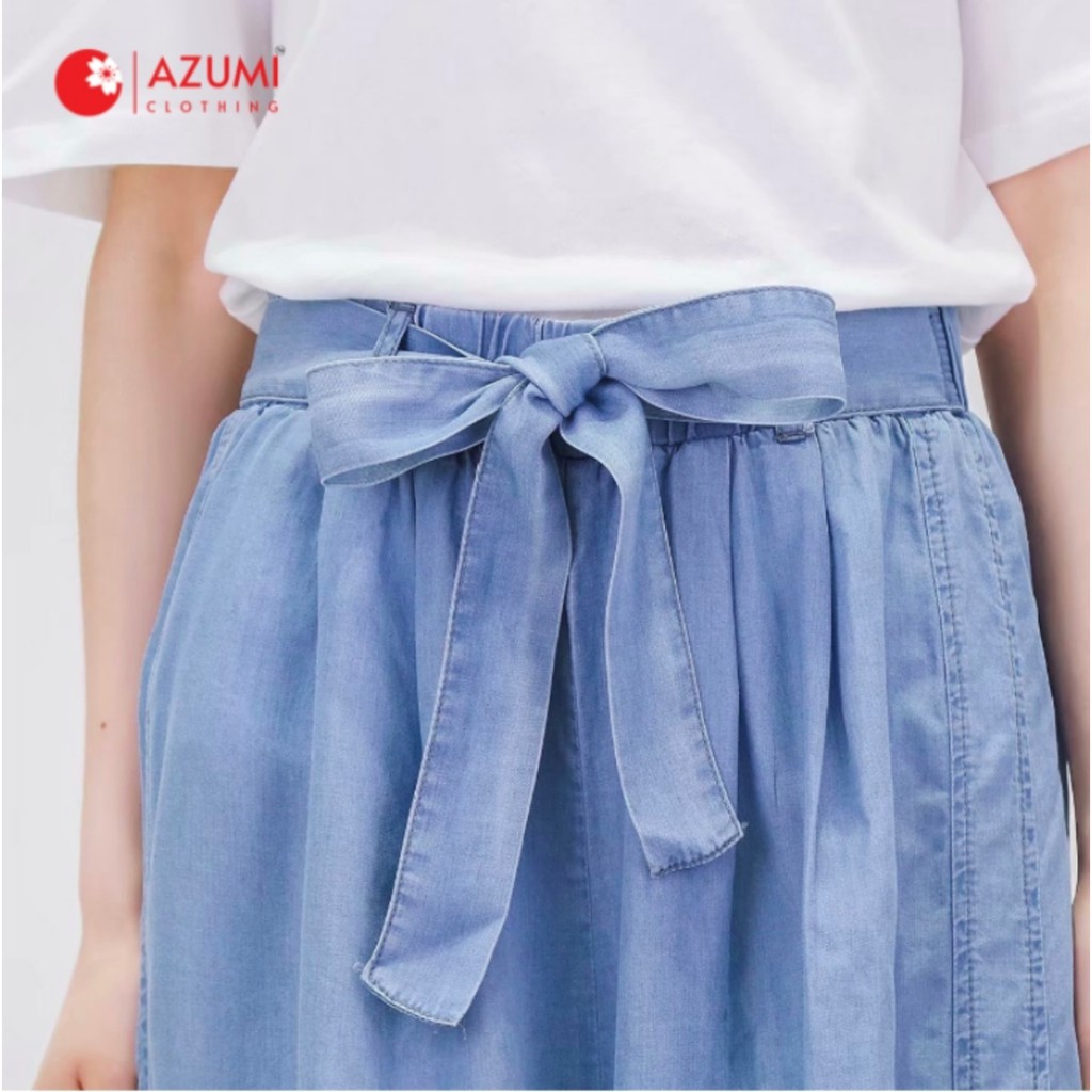 Quần jean ống rộng Azumikichi phong cách Nhật Bản form rộng xanh đậm-nhạt