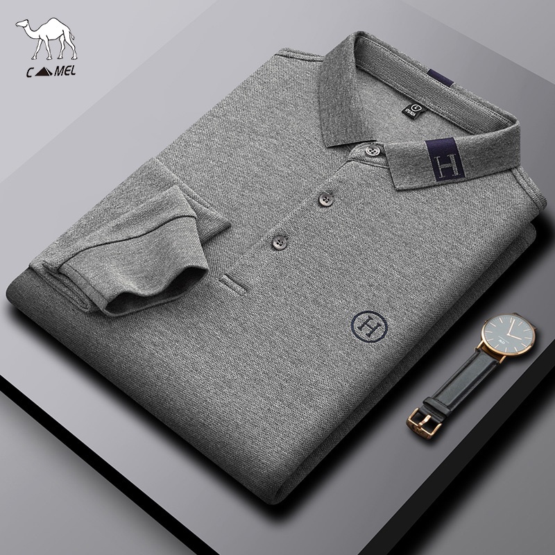 Áo thun polo tay dài thêu họa tiết phong cách cổ điển cá tính thời trang dành cho nam