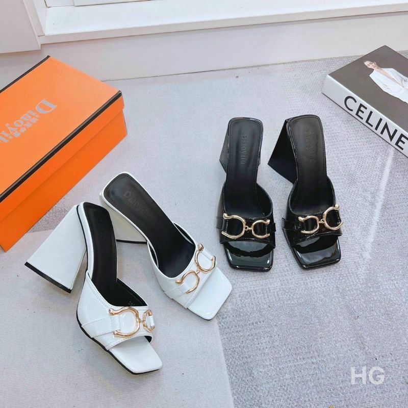 H(ẢNH THẬT) Guốc 9p Gót Loe Cạnh Khoá Đồng Da Bóng Mềm Êm Fullbox Cao Cấp