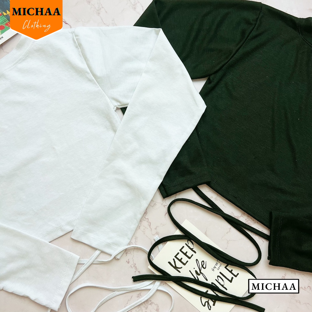 Áo Croptop Nữ Cổ Tròn TAY DÀI QUẤN BỤNG Ôm Body, Áo Thun Kiểu Sexy Chất Borip MICHAA CR71