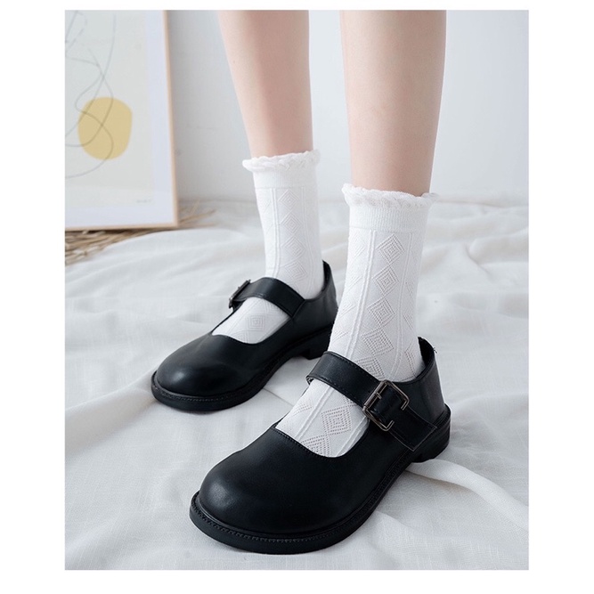 Tất trắng cao cổ lolita phong cách Hàn Quốc Nhật Bản cho bạn gái bạn nữ, nữ sinh