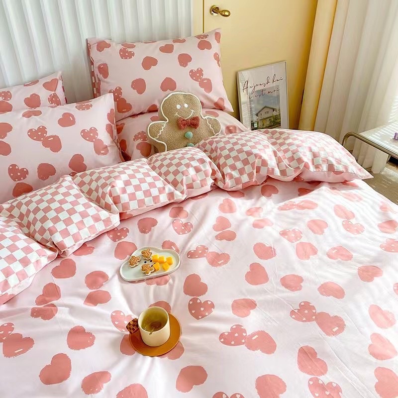 Bộ Chăn Ga Gối ❤️ cotton living 100% đủ size đệm hoa nhí Hàn Quốc miễn phí bo chun nhập khẩu Mượt Decor