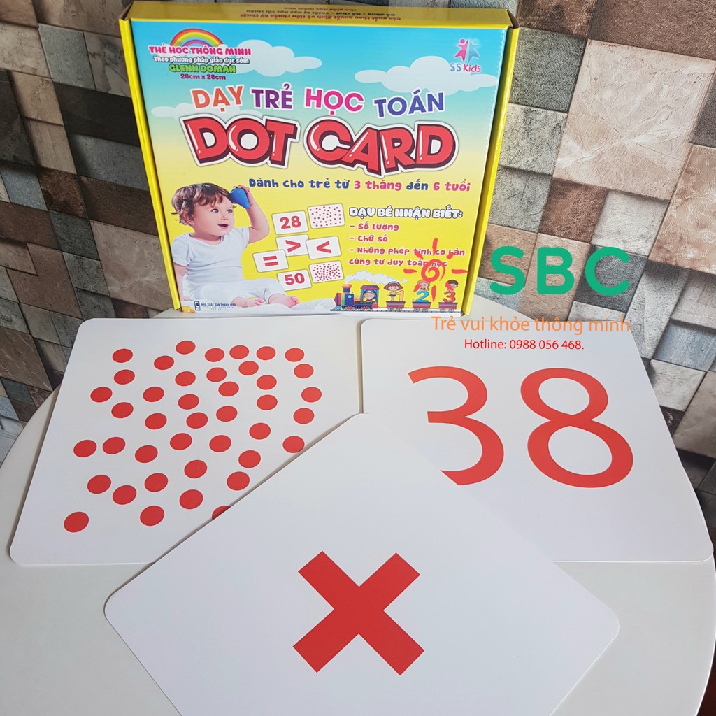 Bộ thẻ chấm 55 thẻ Dotcard 28x28cm to dày đẹp Giúp con học Toán Flashcard Glenn Doman